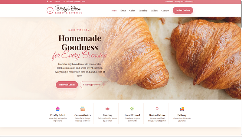 Vicky's Oven concept website screenshot